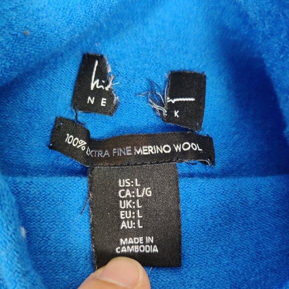 Nicole Miller Women's Sweater Size S Blue Extra Fine Merino Wool Winter Casual - Picture 2 of 5